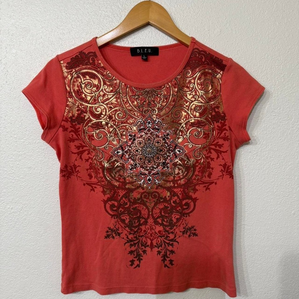 Red Bleu top with gold detailing